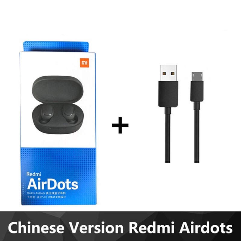 bluetooth earphone Xiaomi Redmi Airdots TWS Bluetooth 5.0 Earphone Stereo Wireless Active Noise Cancellation With Mic: CN add cable