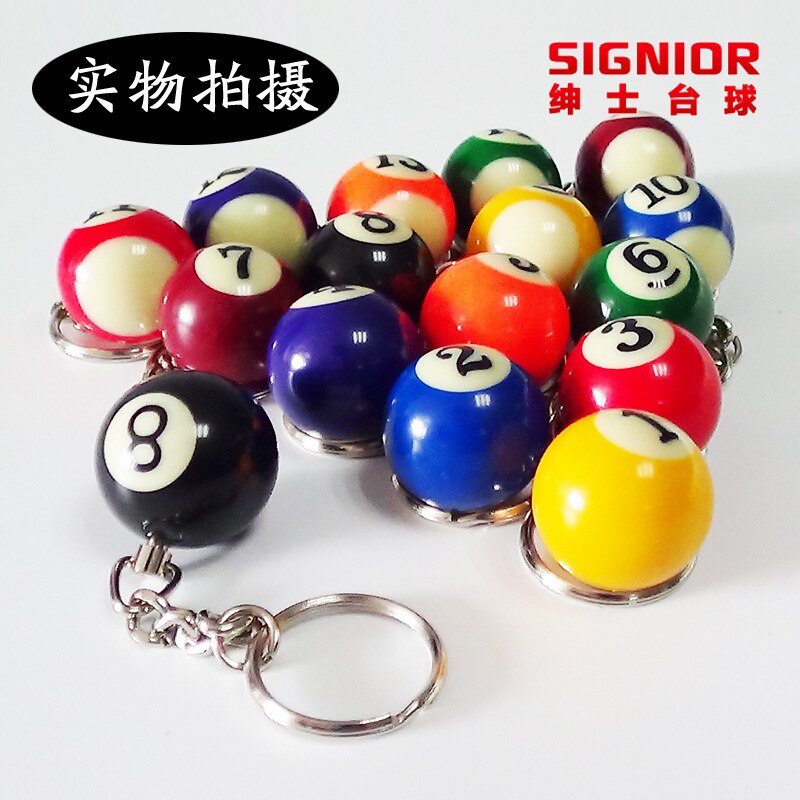 Mini Biljart Sleutelhanger Hanger Lanyard 16 Kleurrijke Bal Sleutel Hanger Zwarte Acht Biljart Sleutelhanger Kou Shi Pin