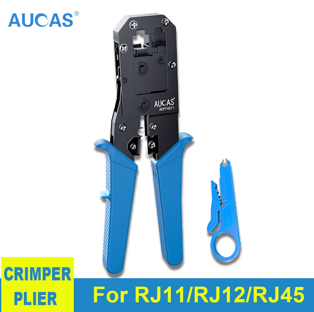 Aucas RJ45 Krimptang Ethernet Lan-kabel Crimper Cutter Stripper Tang Modulaire 8PRJ45 En 6P RJ12 RJ11 Ethemect kabel