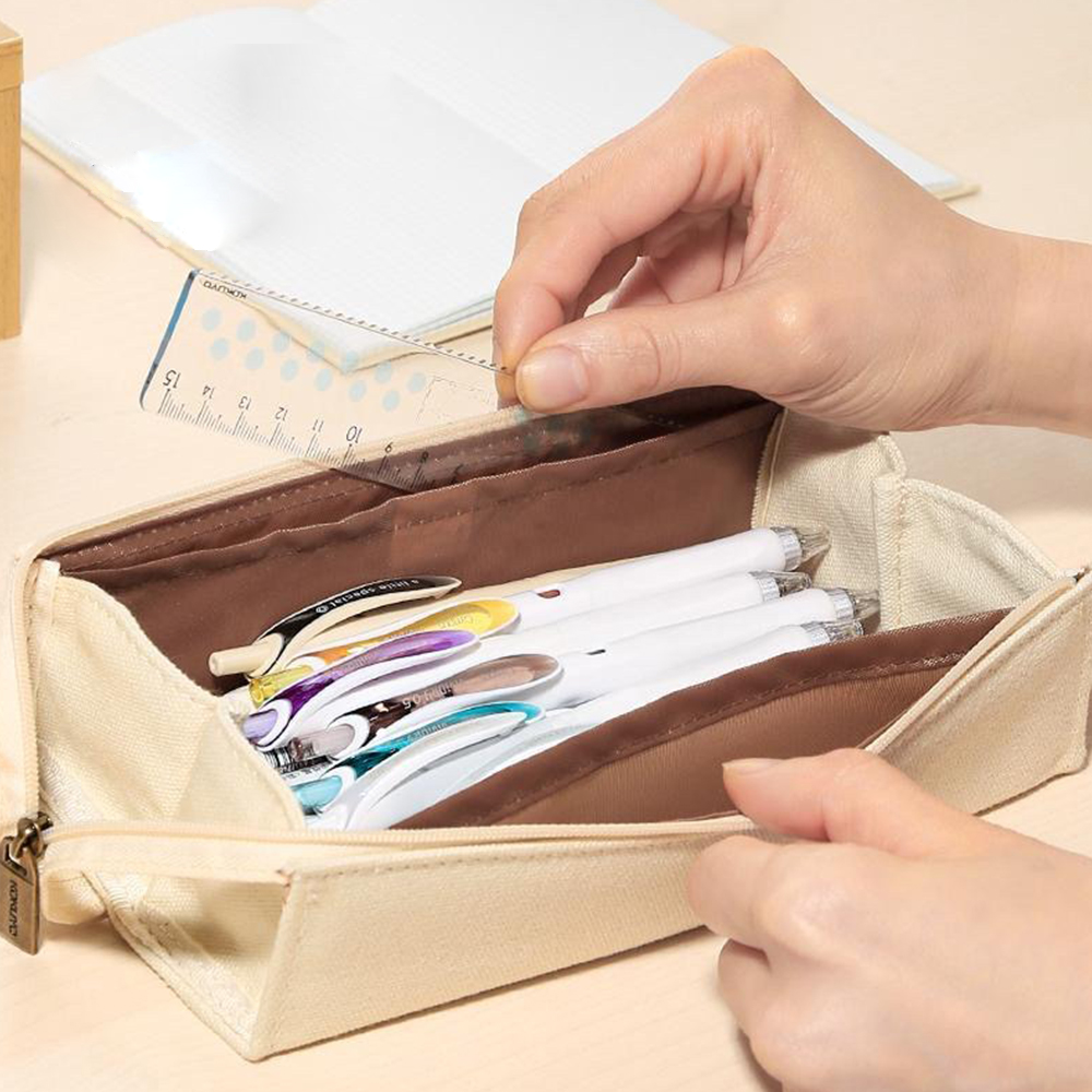 Japan Kokuyo etui vierkant grote opening kan worden uitgevouwen student leren etui grote capaciteit schoolbenodigdheden