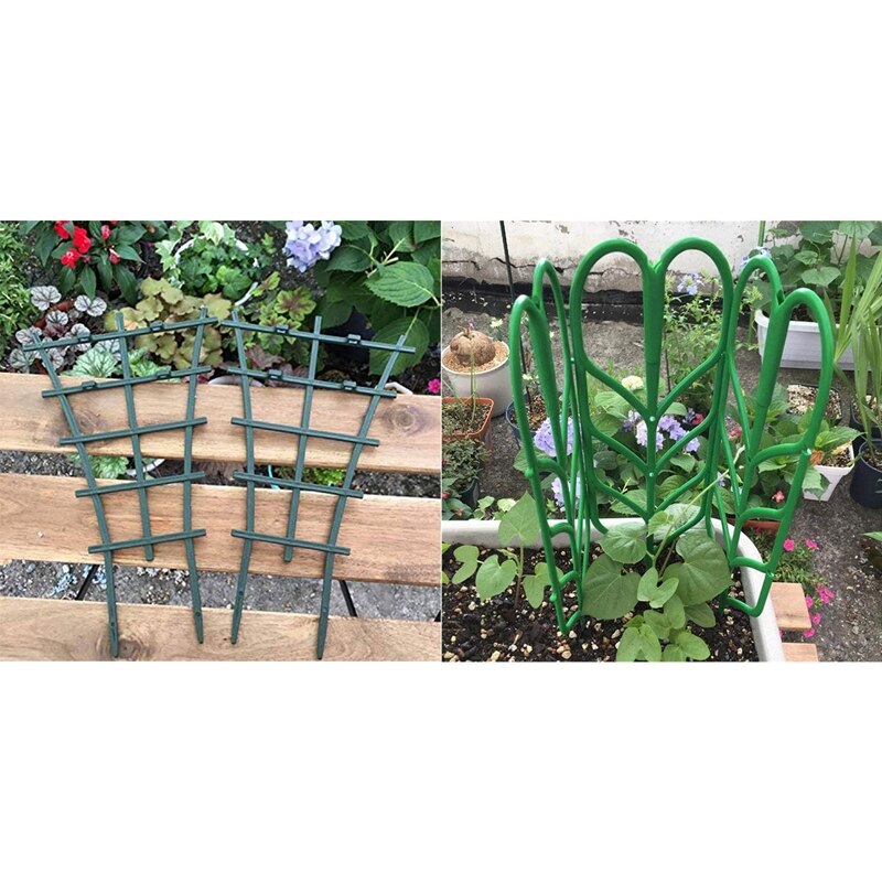 6Pcs Grid for Indoor Plants, DIY Garden Plant Support & 8Pcs Mini DIY Leaf Shape Garden Trellis Plants Supports