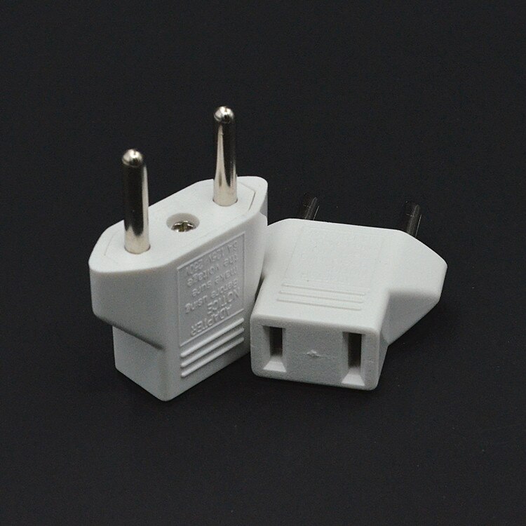 2 pcs/lot EU To China Plug Adapter Socket Plug Converter Travel Electrical Power Adapter Socket EU To US 2P Plug: White