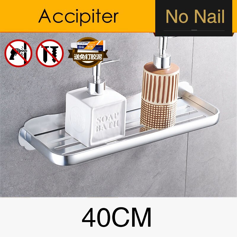 Aluminum Bathroom Shelf Bathroom Shelves Wall Mount Bathroom Shelf Bathroom Kitchen Storage Rack Easy to Install: BS-015S40-1