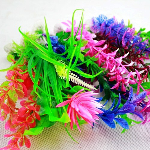 25~28cm PVC Aquatic Plants for Fish Tank Decorations Aquarium Algae Flower Waterweeds Water Plants