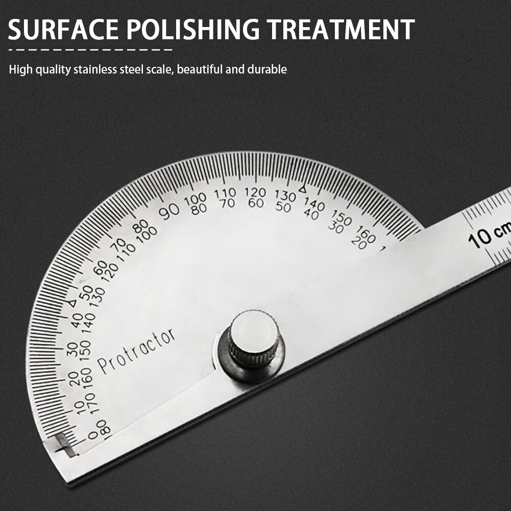 Handheld Angle Ruler Adjustable Protractor 180 Degree Gauge Stainless Steel Measuring Tool Woodworking DIY 0-100mm Clear Scale