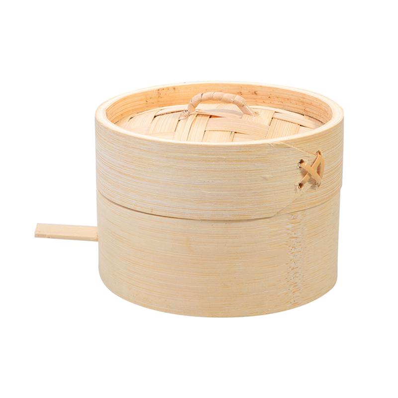 1 Set Wooden Steamer Round Steamed Rack Chinese Steam Basket And Cover For Food Buns Dumplings Dessert Cooking: 10x10 x7.5cm