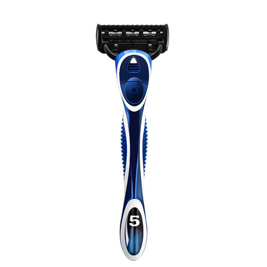 Afeitadora manual clásica, maquinilla de afeitar con cuchilla de 5 capas, cuchilla reemplazable, lavada y reutilizable, maquinilla de afeitar de seguridad para hombres: Naranja