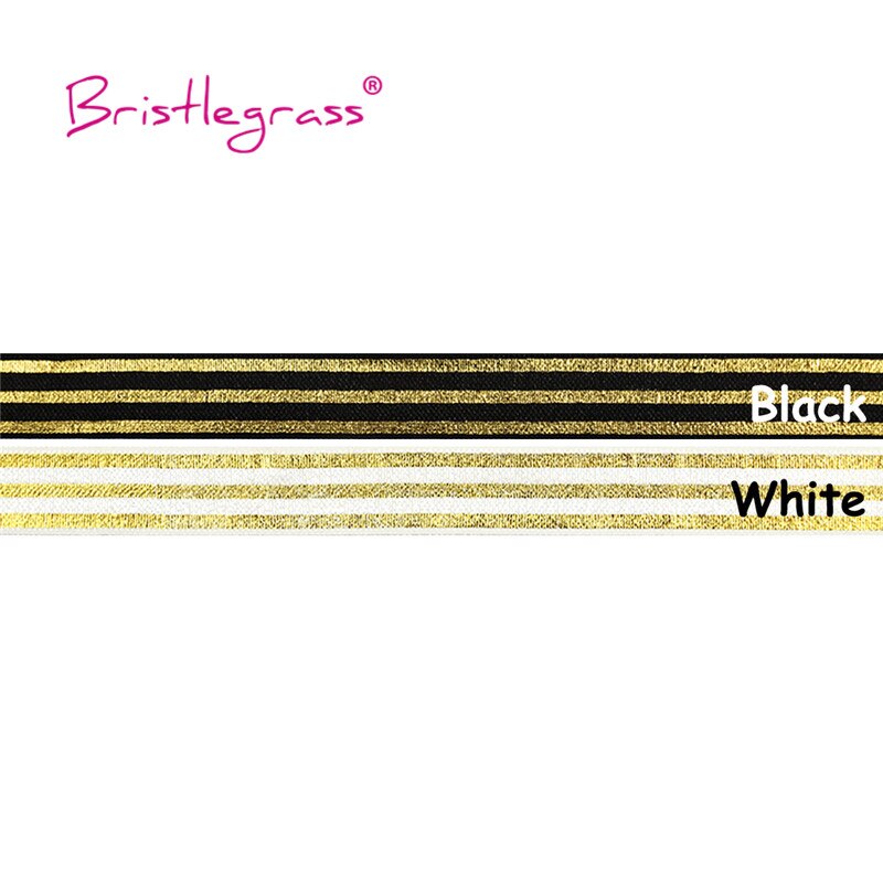 Bristlegrass 5 yard 5/8 " 15mm gouden lijn streep folie print vouw over elastische foe spandex band haarelastiek hoofdband tutu jurk naaien: 2 meter per kleur