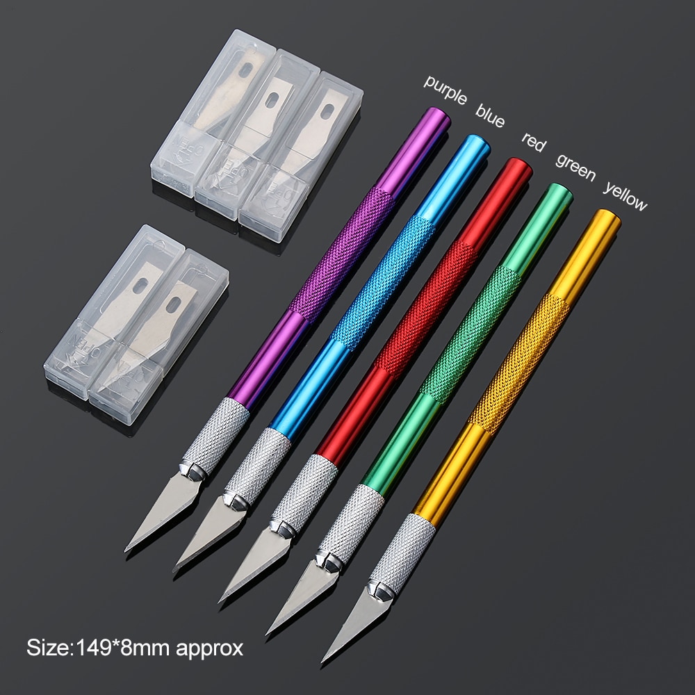 1Pcs Metal Handle Non-Slip Blade Knife Multicolor Scalpel Cutter Engrave Carving Pastry Cutting Model Making Pastry Tools