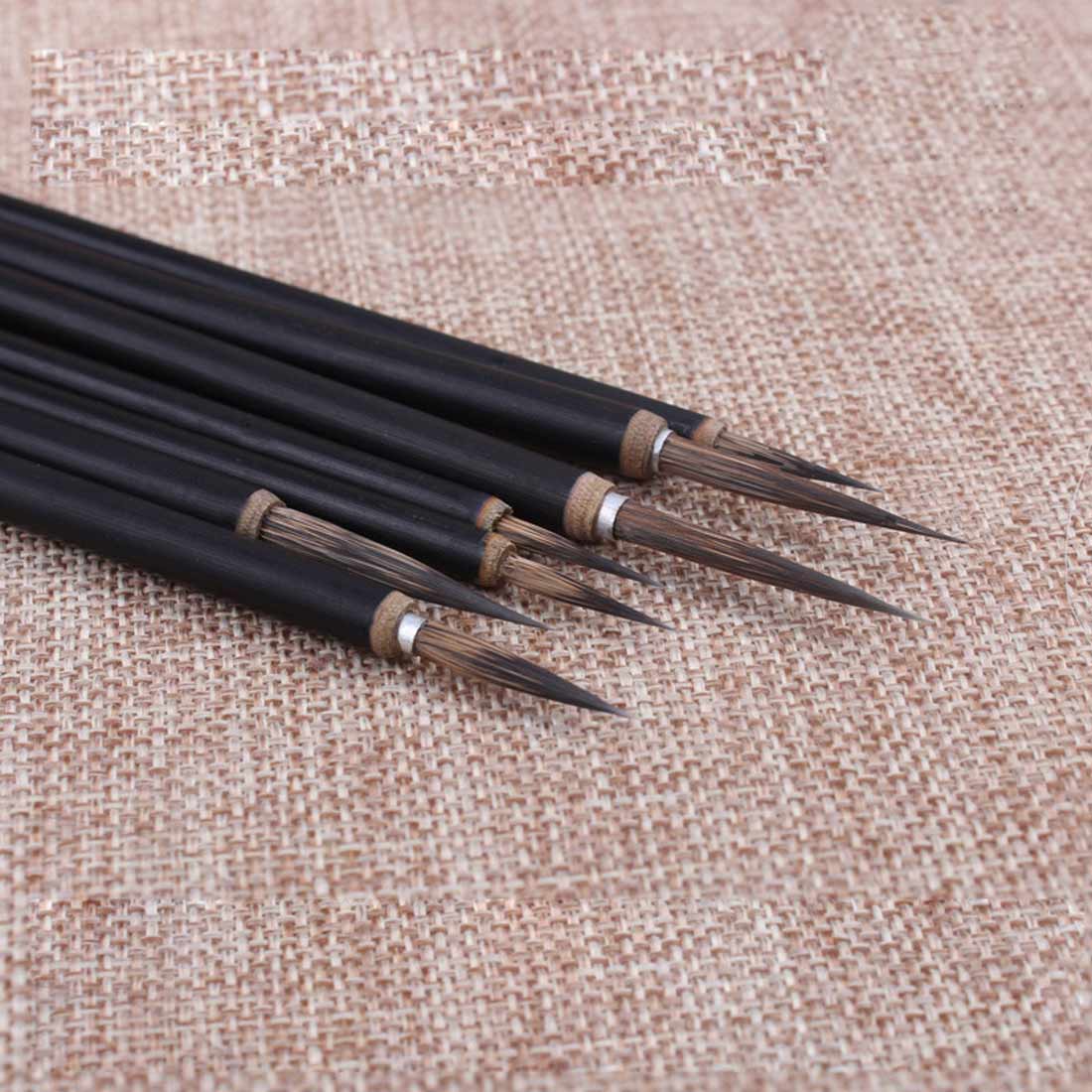 3 stk krog linje fin maling pensel kinesisk kalligrafi pensel pen bambus aksel maling børste kunst stationær oliemaleri pensel