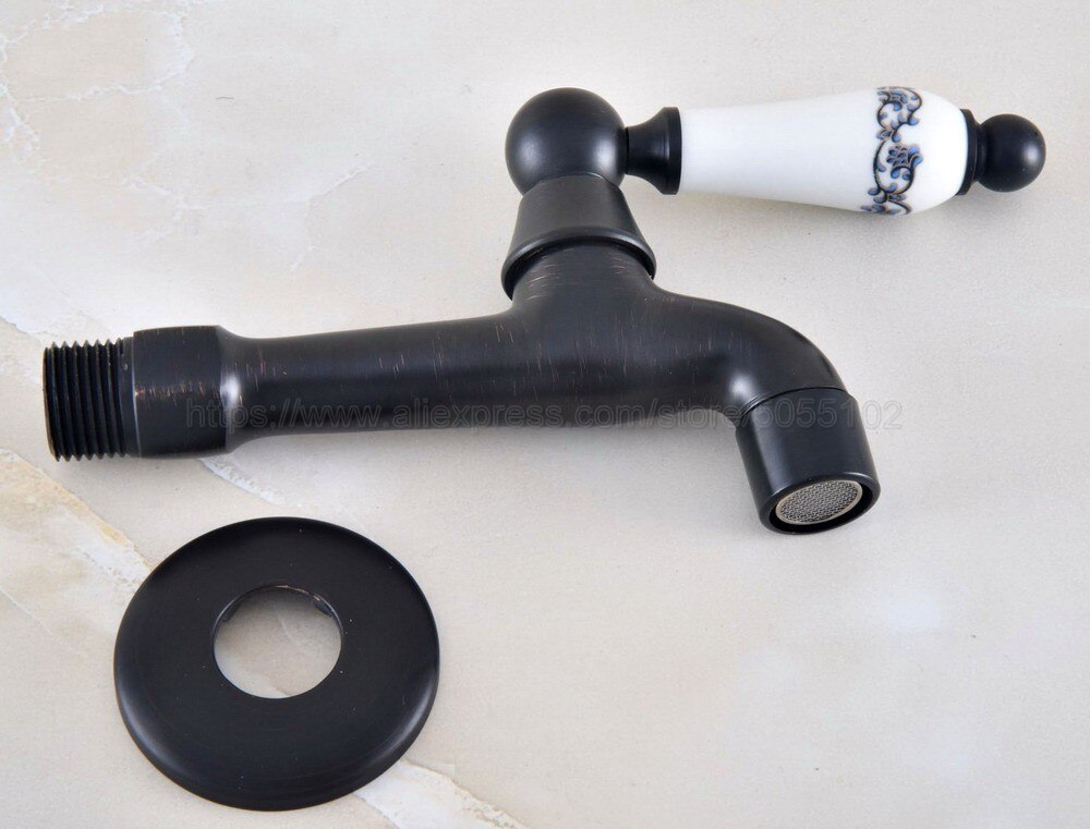 Bathroom Single Handle Cold Copper Faucet for Washing Machine Black Wall Mounted Brass Faucet For Mop Pool zav336