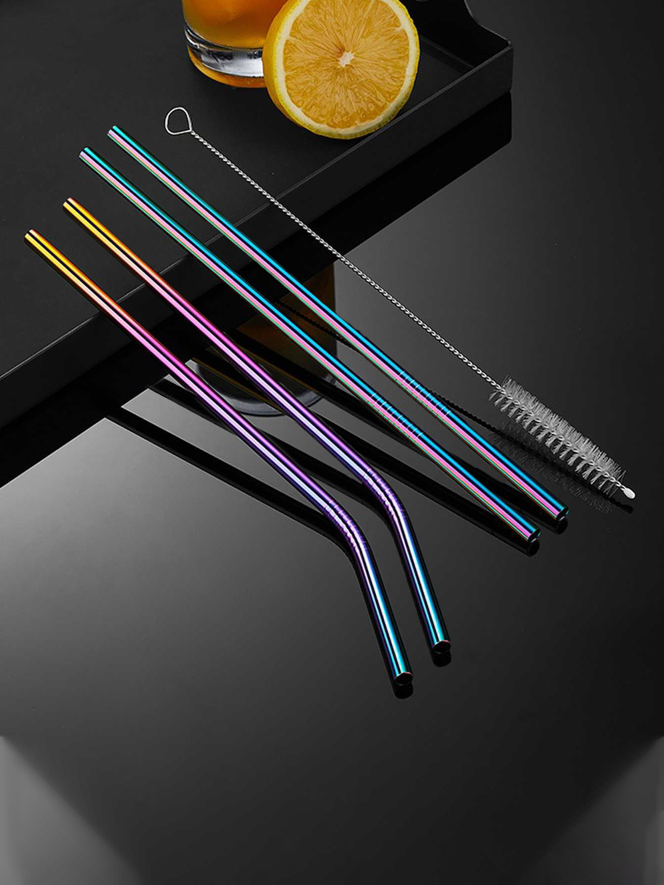 Set of 4 Stainless Steel Straws Set Eco Friendly Drinking Straw Party Favor Bar Accessory Reusable Metal Straws