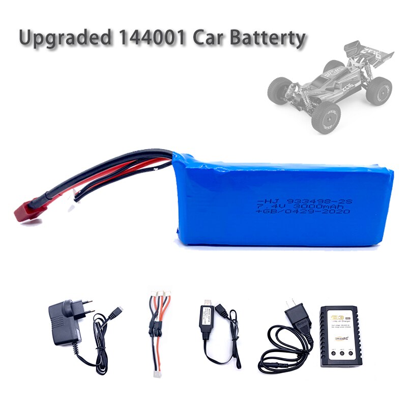 Wltoys 144001 Car 2s 7.4V 3000mAh Upgraded Lipo Battery T Plug For Wltoys 1/14 144001 RC Car Boat Lipo Battery Parts Upgraded