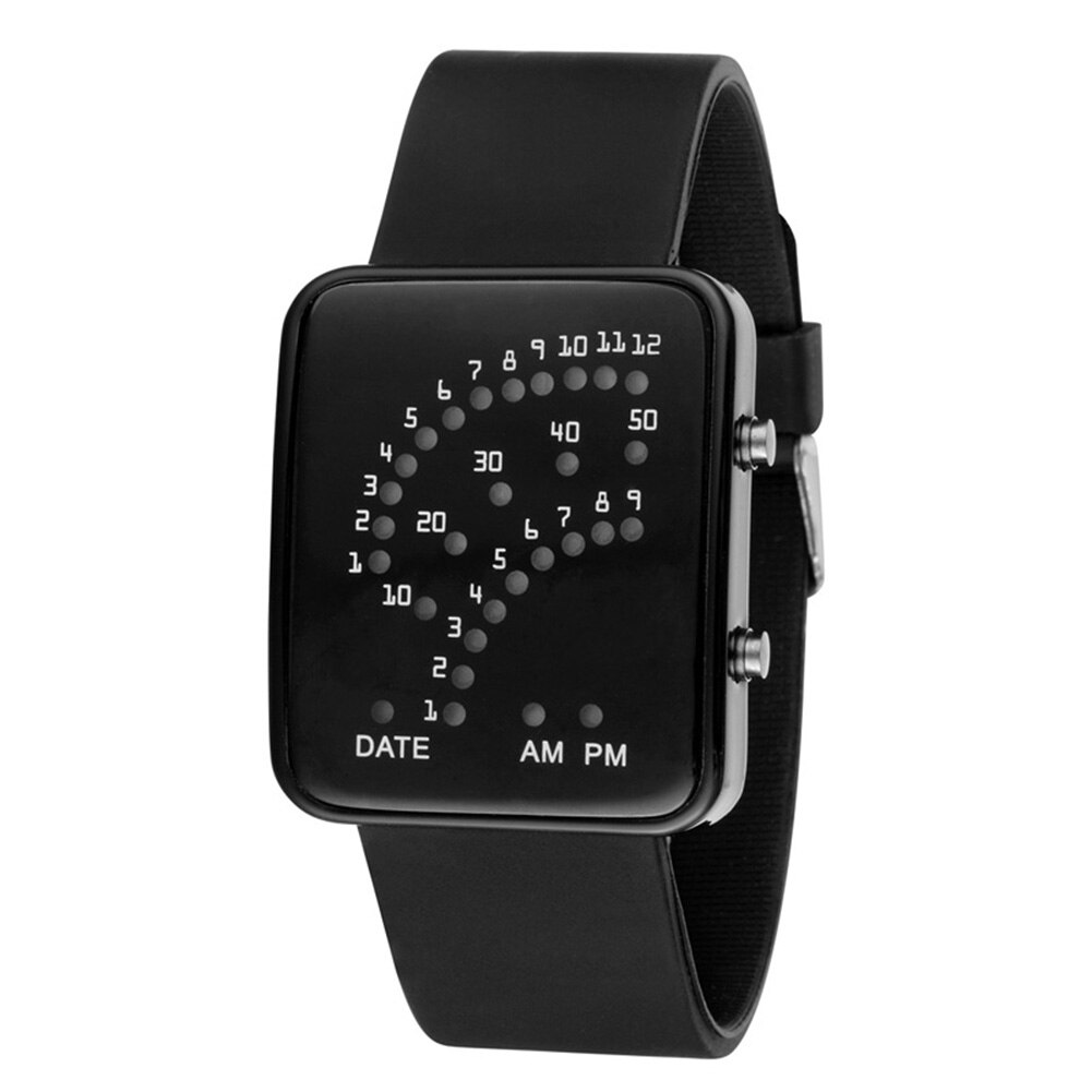 LED Elektronische Armbanduhr Sektor binär Digitale Wasserdichte unisex Paar Uhren TC21: Schwarz