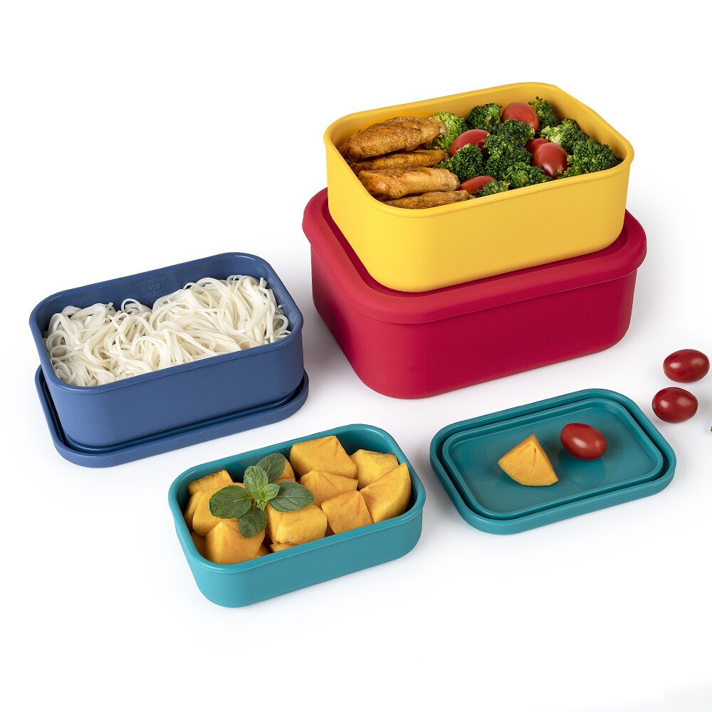 Silicone Food Storage Container, Reusable Airtight Food Containers with Lids, Lunch and Bento Boxes for Freezer, Snack Container