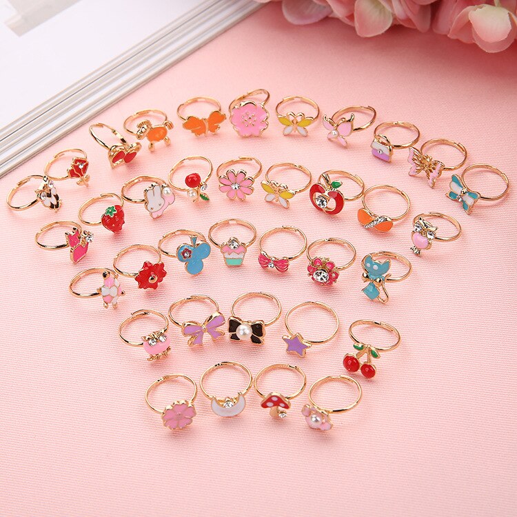 36 Pcs Legering Cartoon Ringen Kleurrijke Mooie Verstelbare Sieraden Feestartikelen Speelgoed Voor Kinderen Kids Meisjes