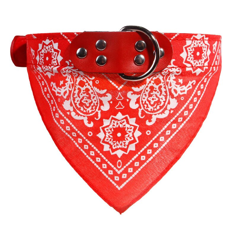 Huisdier Bandana Kraag Voor Honden Katten Verstelbare Pu Lederen Driehoekige Slabbetjes Sjaal Kraag Met Paisley Patroon Voor Puppy Accessoires: Red / L