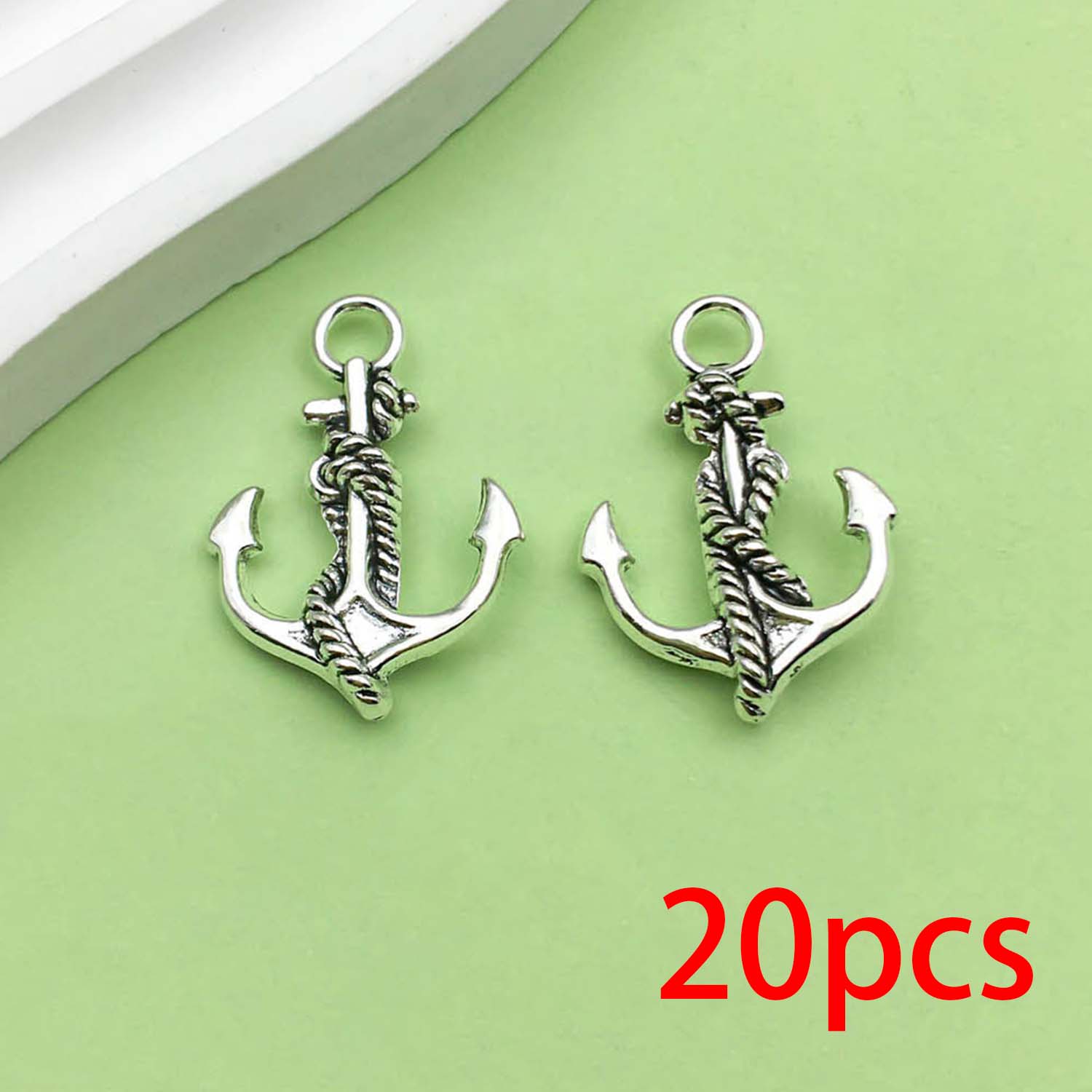 20 piezas colgantes de aleación de Metal con de ancla de barco Vintage plateado antiguo para pulsera DIY, collar, accesorios para hacer joyas: Con recubrimiento de titanio
