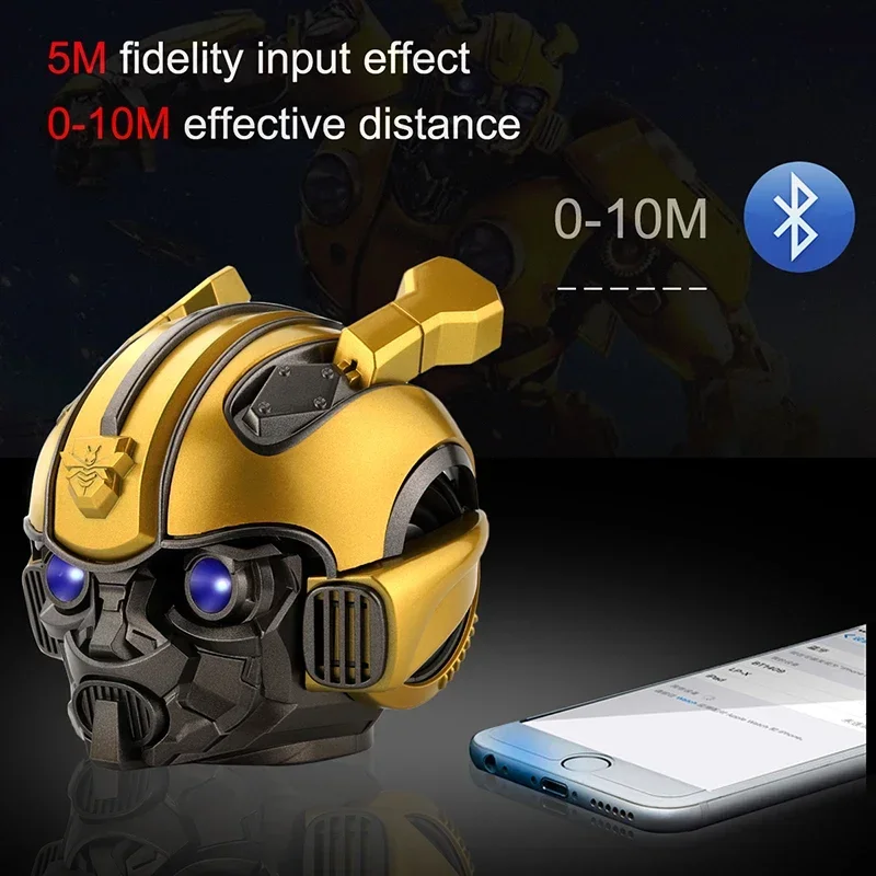 Transformers Bluetooth Speaker Bumblebee Helmet H2 With FM Radio Mini Subwoofer Speaker Portable Cartoon LED Support TF For Kids