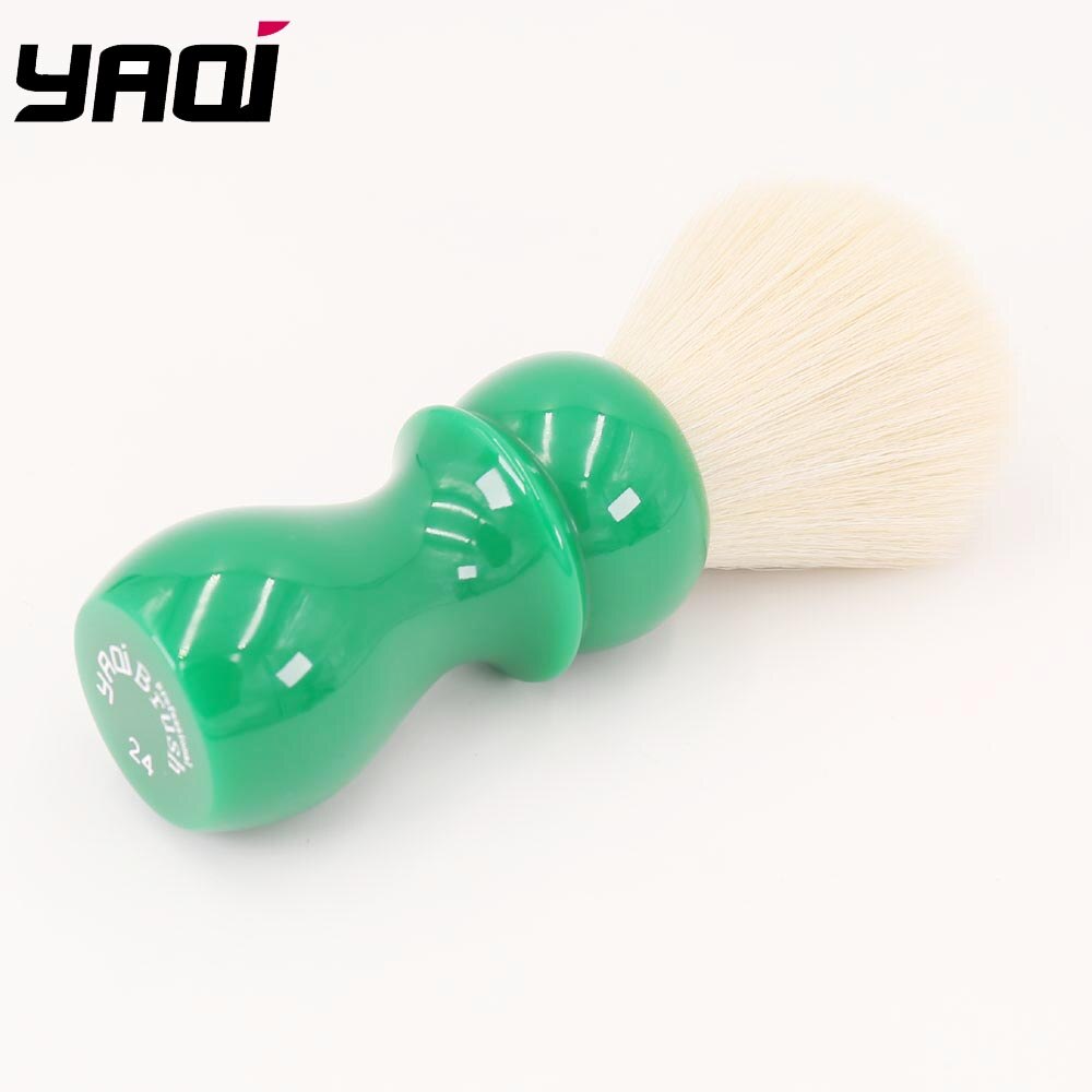 Yaqi-brocha de afeitar con nudo de Cachemira húmeda, mango de resina verde diente de león de 24mm