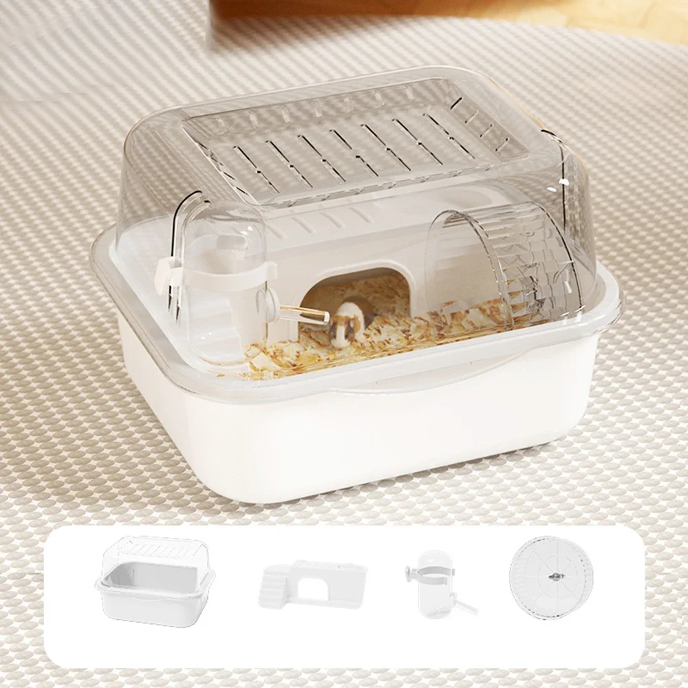 Jaula para hámster, habitat pequeño para hámster, ratón, jaula para animales pequeños para el hogar con tubo, rueda de ejercicio, cabana, hábitat para ratas, gerbos y ratones: Blanco