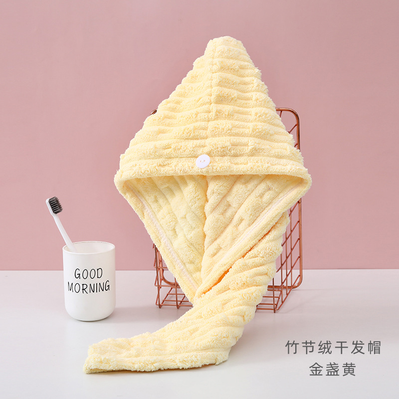1 Stuks Microfiber Sneldrogende Haar Handdoek Cap Met Knop Super Absorptie Bad Hoed Sneldrogende Haardrogen Wrap hoed Handdoek Voor Vrouwen: Bruin