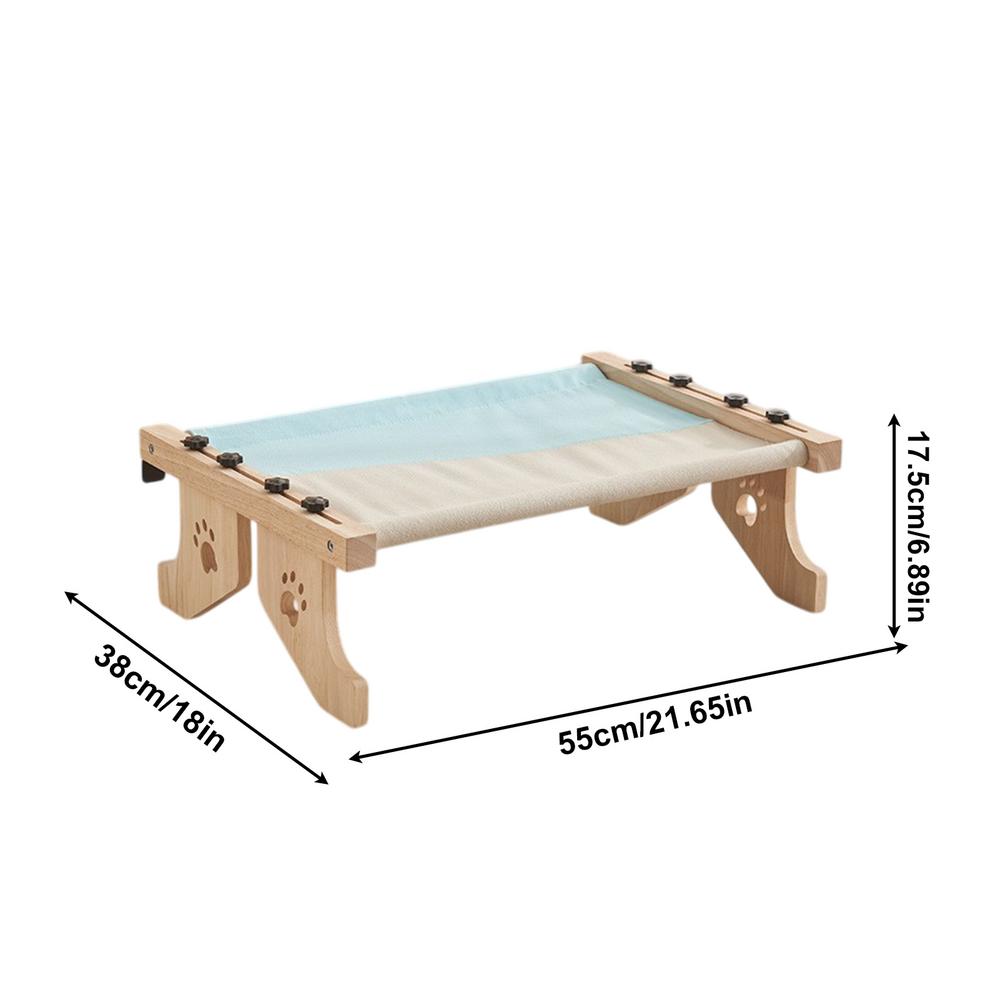 Katzenhängematte für Stuhl, einfacher Sitz, Katzensitz für Fensterbank, Holz und robuster Metallrahmen, einfacher Sitz, Katzensitz für Fensterbank, Katze: Blau