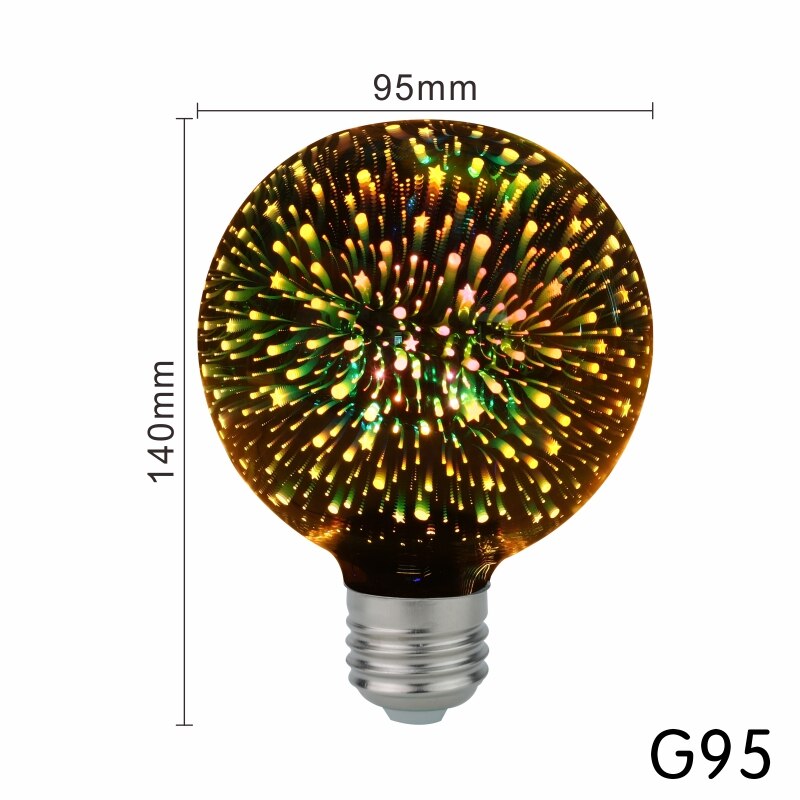 Lattuso ledet lys edison pære 3d dekorasjonspære 220v a60 st64 g95 g80 g125 e27 lys nyhet julelampe lamparas: G95