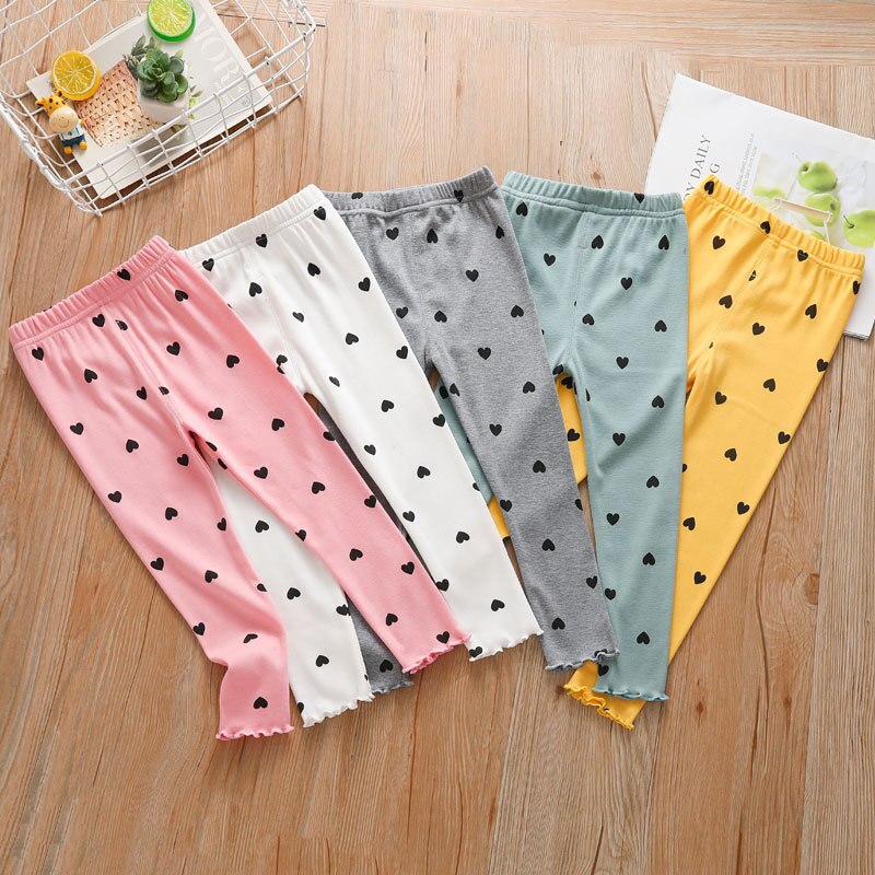 Leggings pour filles, pantalons moulants, imprimés à pois, extensibles, à motifs en coton, vêtements pour enfants, collection printemps et automne