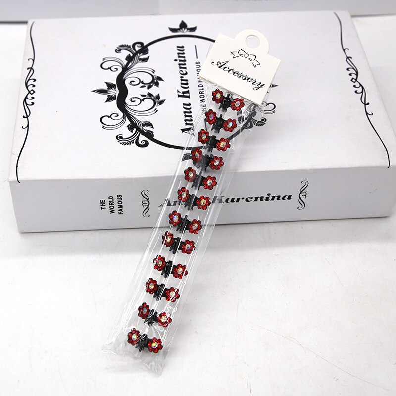 12 Stks/partij Haar Claws Meisjes Kleine Leuke Crystal Bloemen Metal Hair Clips Hoofdband Haarspelden Haar Oranment Mode Haaraccessoires: 3
