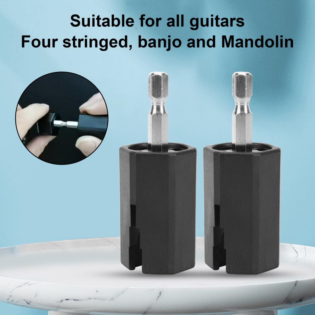 2 Stks/set String Boor Snelle Roterende Gitaar String Bit Hexagon Hoofd Winder Boor Tuning Peg