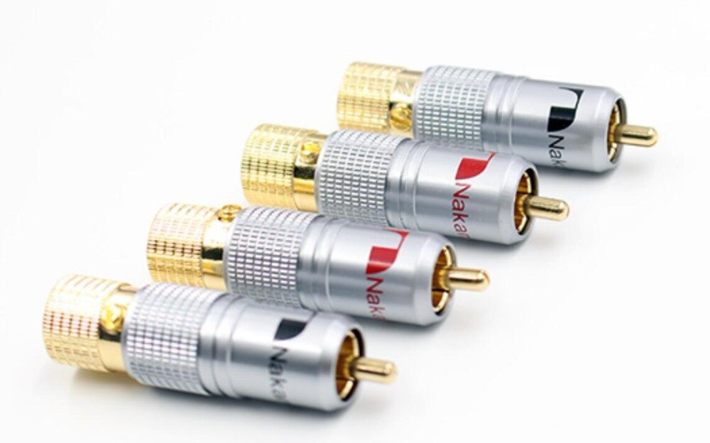 Hifi 8pcs Nakamichi 10mm Gold Plated RCA Plug Locking Non Solder Plug RCA Coaxial Connector Socket Adapter factory