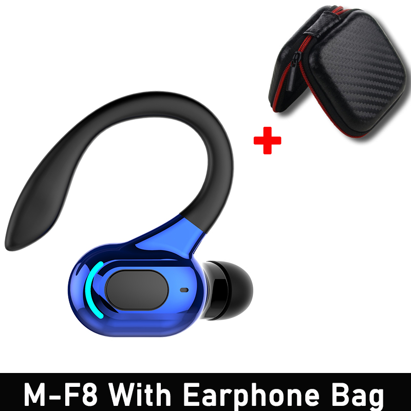 VAORLO-auriculares inalámbricos M-F8, cascos con Bluetooth 5,2, gancho para la oreja, Mini auriculares de negocios, cancelación de ruido de graves HIFI, Auriculares deportivos para juegos: Marfíl