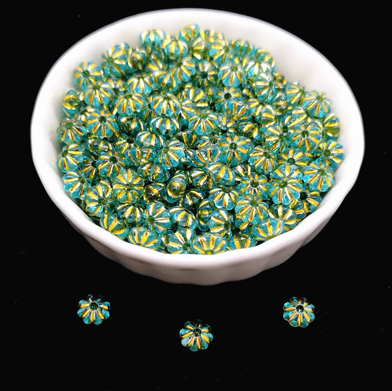 200 Uds. Hermosas cuentas con forma de flor espacio colorido para hacer joyas colgante collar pulsera DIY: Negro