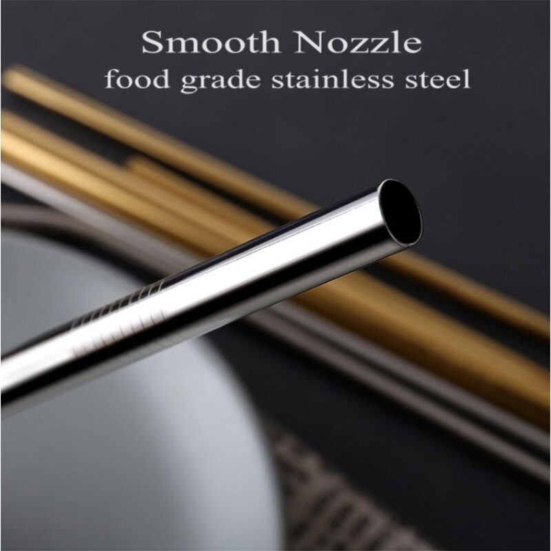 Acero inoxidable 304 pajilla de Metal pajilla reutilizable + 1 cepillo respetuoso del medio ambiente de paja recta curva cepillo de limpieza de la barra del Partido de accessories20Oz