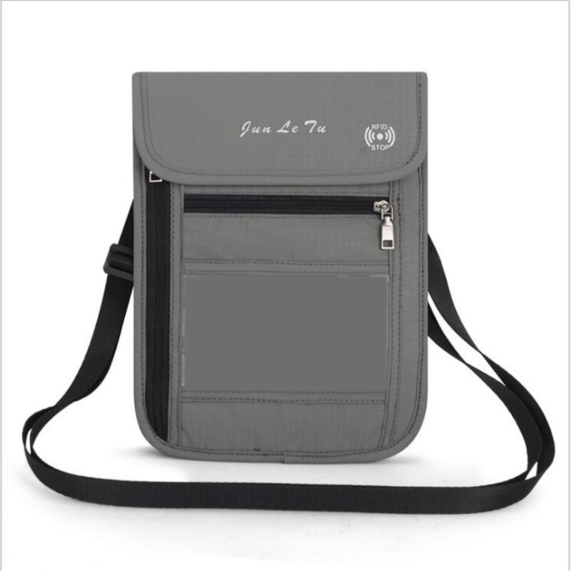 Multifunctionele reistas schoudertas documententas beschermhoes portemonnee etui voor unisex mini crossbody tas: Grijs