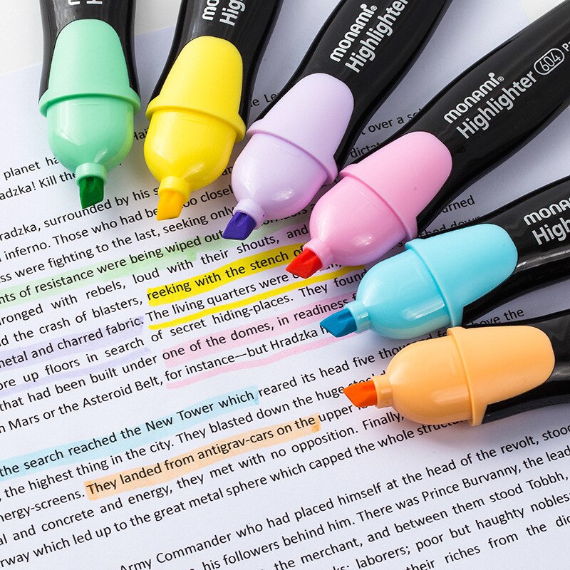 Monami 604 Pastel Color Highlighter Pen Mild Colors Marker Liner Highlighting Drawing Painting Office School Supplies A6088
