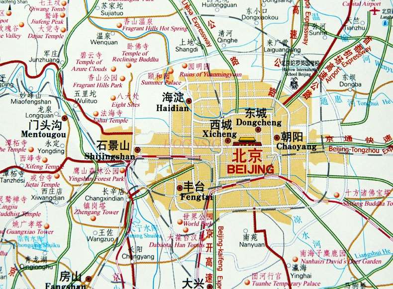 Beijing trafik rejse kort beijing turistattraktioner karakteristisk forretningsdistrikt