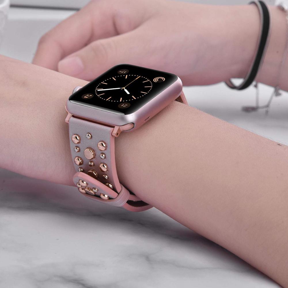 Nagler bånd for apple watch serie 6/5/4/3 se sport loop stropp correa iwatch 38mm 40mm armbånd apple watch 44/42mm skinnbelte