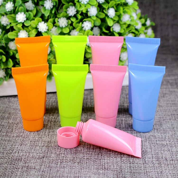 100 Uds 5 ML tubos de crema vacíos coloridos envase de loción cosmética botella de muestra de viaje