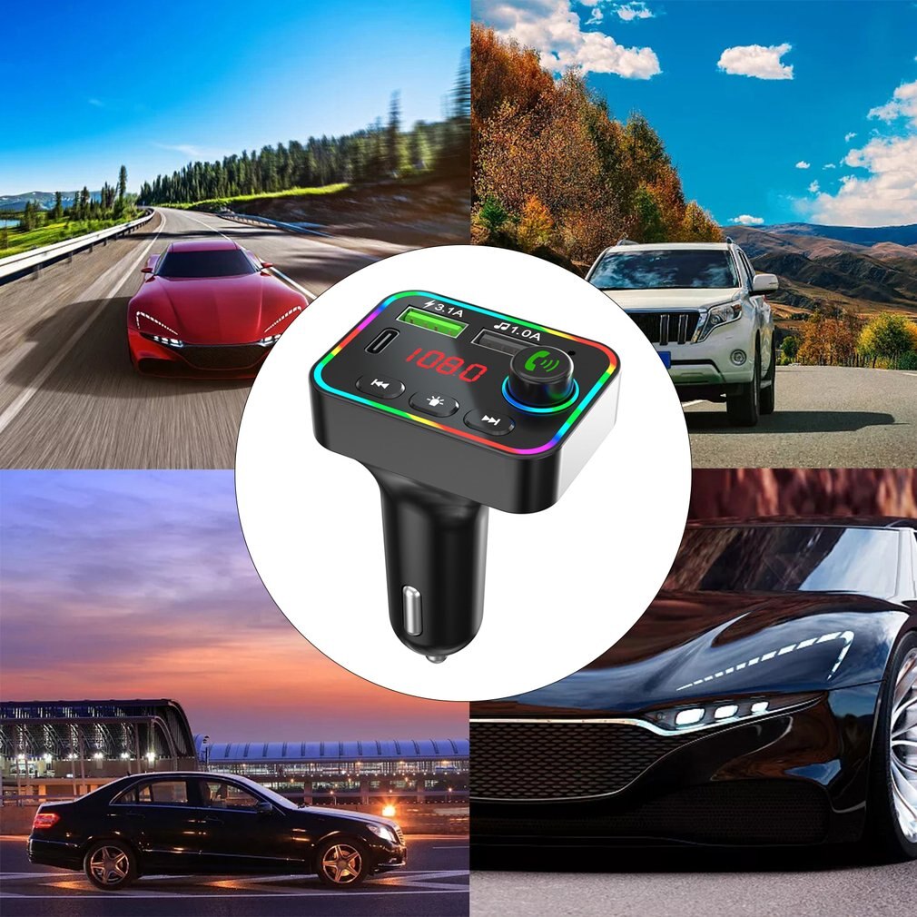 Bluetooth-autolautsprecher, kabelloser 5.0 -chip-player,  f4 sender, ambientebeleuchtung, usb-stick-karte, verstärkter, stoßfester player