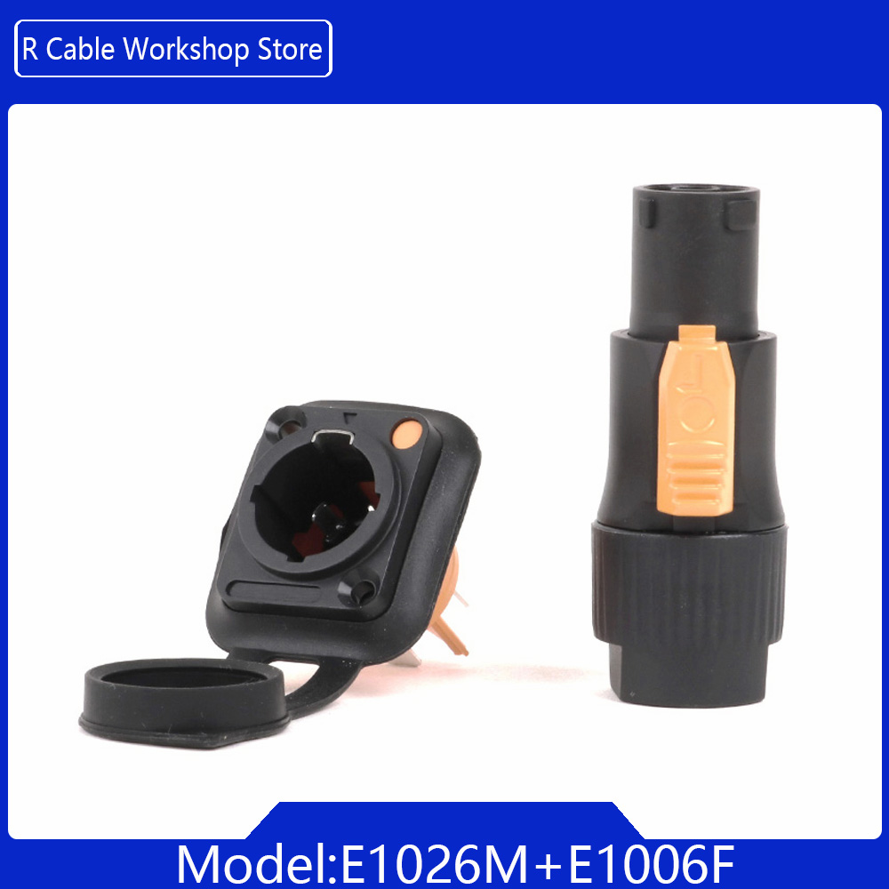 2pcs 3Pins IP65 Waterproof Locking Powercon Connector 20A 250V Power Male Plug or Female Chassis Socket Connector: Orange