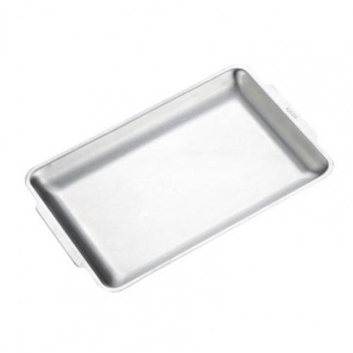 Stainless Steel Baking Tray Steamed Sausage Dish Rectangle Fruit Plate Pizza Bread Pastry Storage Tray Bakeware Tool for Kitchen: Silver M