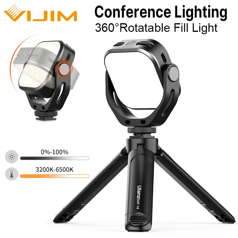 VIJIM VL66 360 ° giratoria luz LED para vídeo con el frío de trípode ajustable 3200k-6500k regulable Luz de relleno DSLR Smartphone Vlog