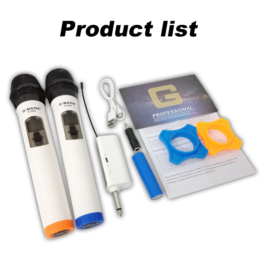 Micrófono inalámbrico G-MARK X120V, dispositivo de grabación para Karaoke, portátil y recargable, fácil de usar