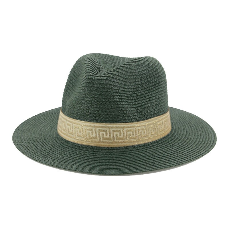 Cappelli per donna cappello a secchiello cappello estivo da donna cappello da sole solido cappelli di paglia fascia cappelli da spiaggia Casual per uomo cappello estivo Sombreros De Mujer: dark green