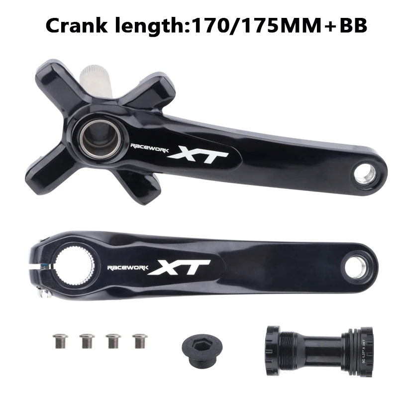 Mountain Bike Crankset 1x8/9/10/11/12Speed 170/175mm 32/34/36/38/40/42T Hollow four nails Chainring With Bottom Bracket BB68BB52: VIOLET/紫罗兰 / 175mm