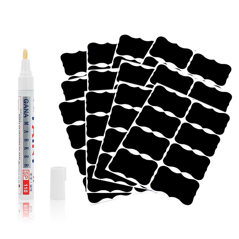 96 Pcs Herbruikbare Candy Jam Potten Keuken Label Stickers Opslag Fles Container Label Schoolbord Schoolbord Stickers Voor Gemarkeerd: 1 shape