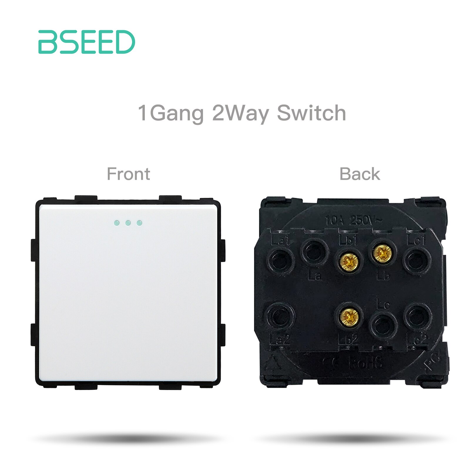 BSEED Wall Light Switches Parts White Glass Frames USB Sockets Function Module DIY EU CAT5 TV Sockets Power ST TEL Outlet Parts: 1Gang 2Way Part