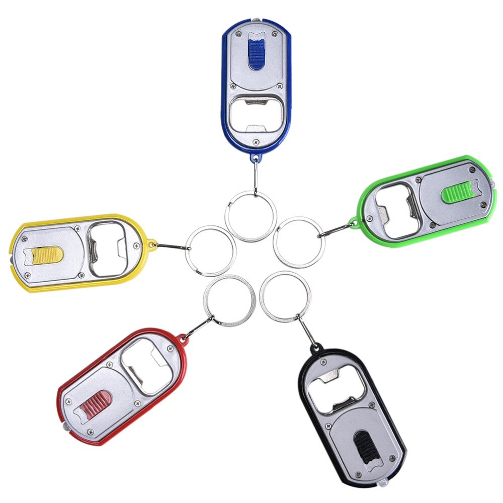 2-in-1 Multifunctional Opener Cool Bottle Openers With LED Light Opener Keychain Key Ring Lamp Keyrings